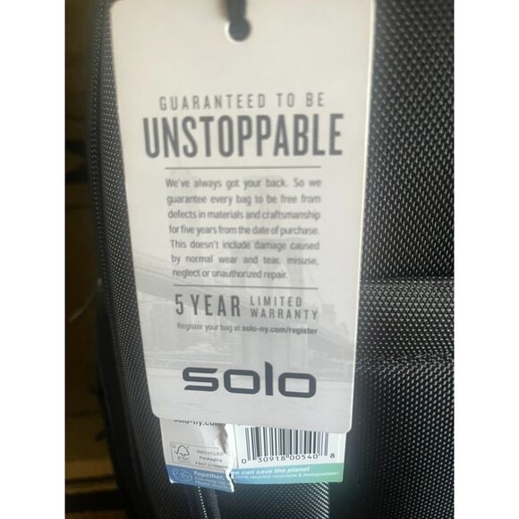 Solo New York Metropolitan Backpack 16" Laptop Bag Detach Sleeve  Black Warranty - Picture 6 of 11